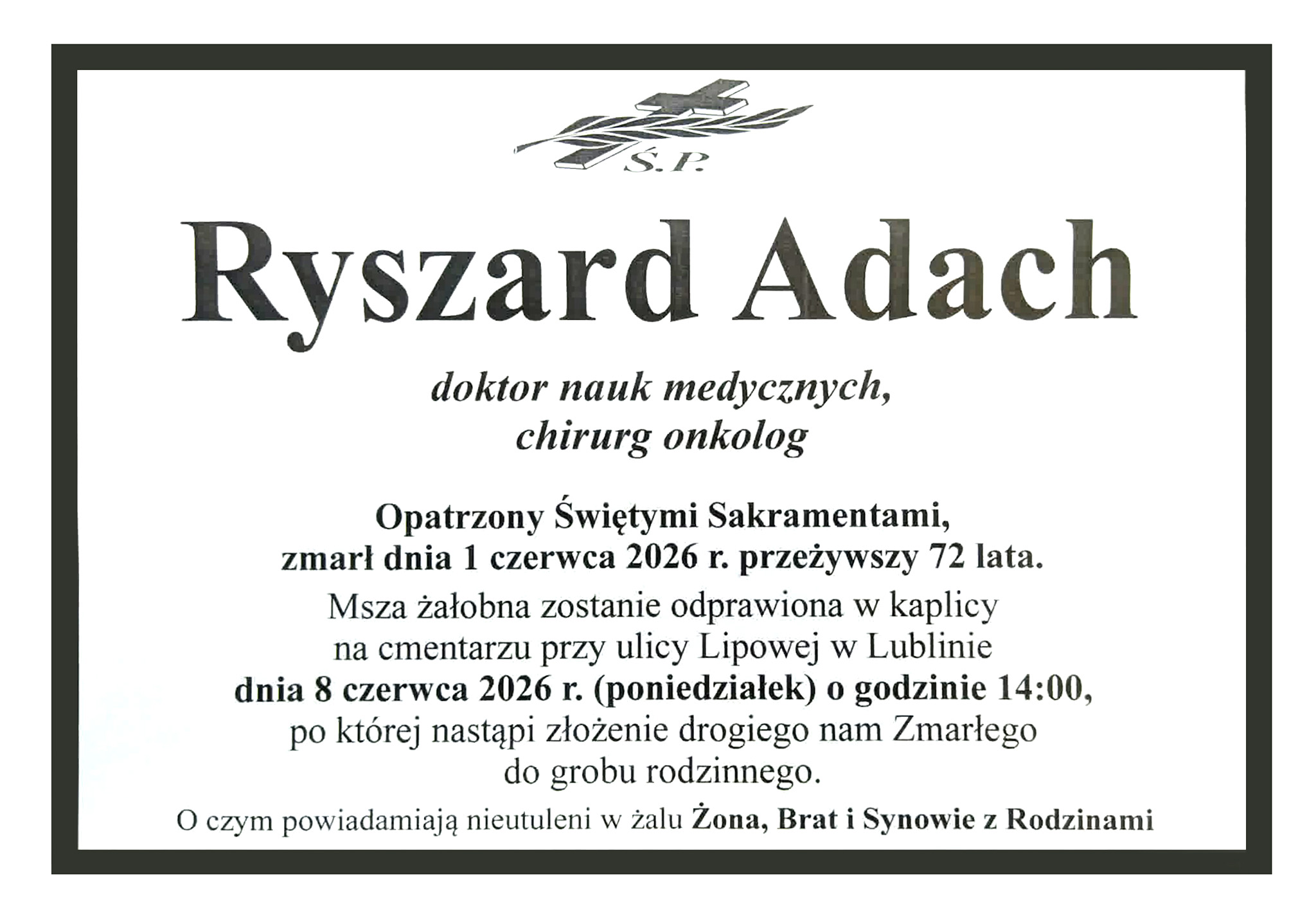ryszard adach nekrolog