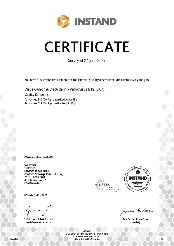 Virus Genome Detection Parvovirus B19 367