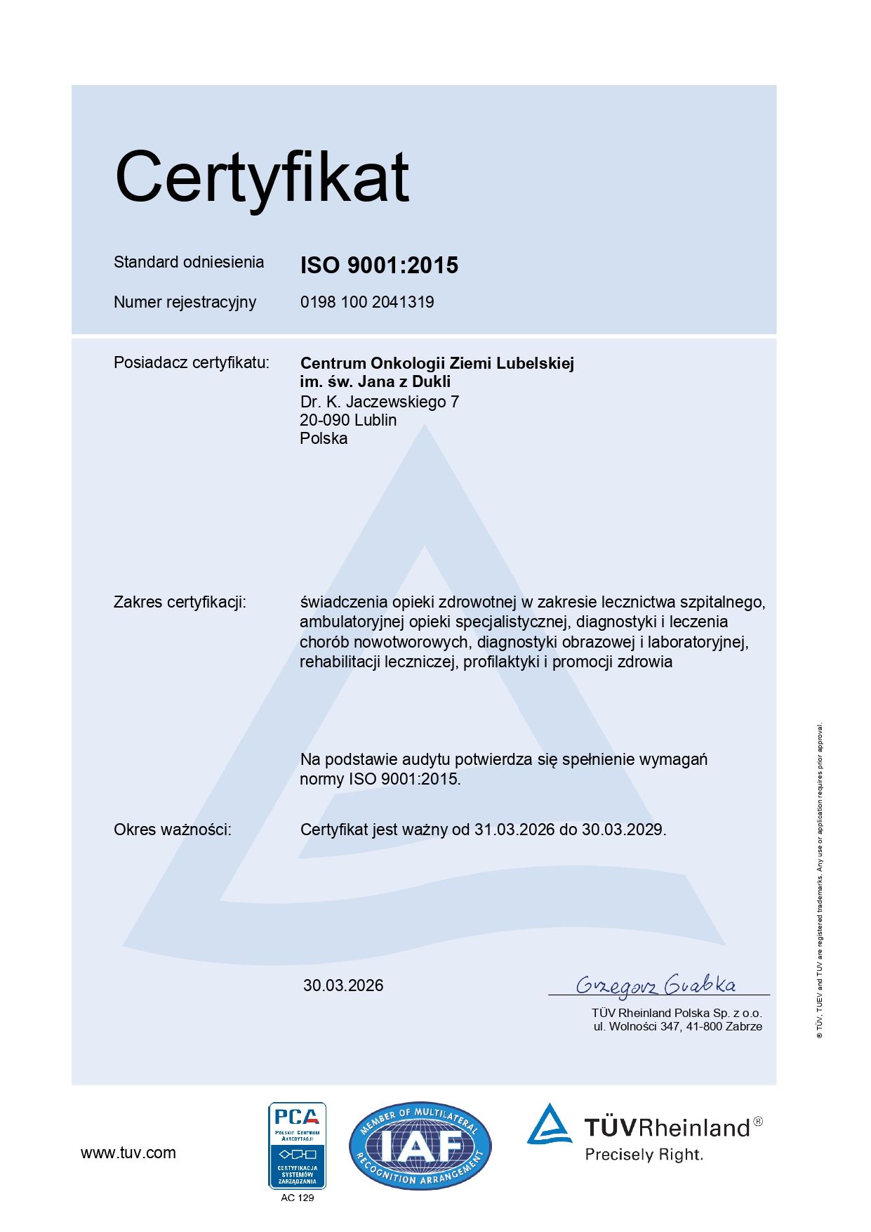 Certyfikat ISO 9001 2026 page 0001